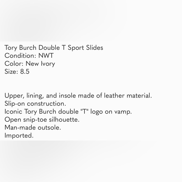 Tory Burch ivory double sport slide  Sz.8.5 NIB - Picture 3 of 6